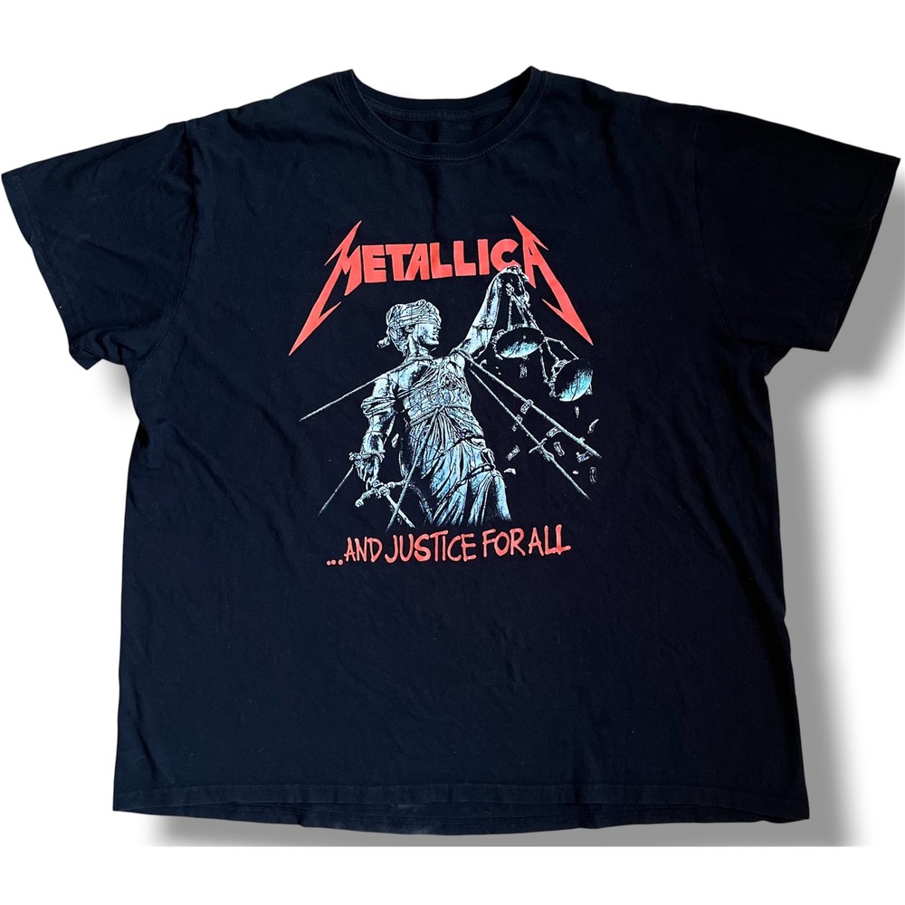 Metallica And Justice For All Black Graphic T-Shirt Mens XL Heavy Metal Band Tee